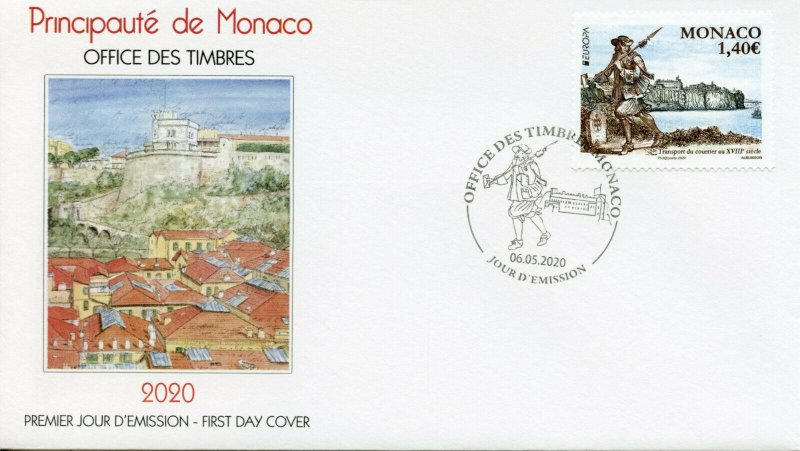 Monaco Europa Stamps 2020 FDC Ancient Postal Routes Services Architecture 1v Set