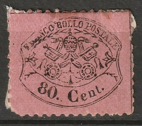 Italy Roman States 1868 Sc 25 Papal States MNG on paper