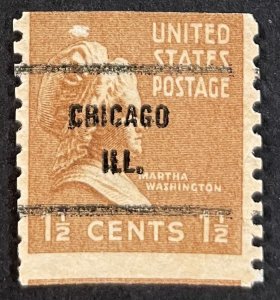 US #840 Used - 1.5c Martha Washington 1939 CHICAGO Precancel [B7.4.4]