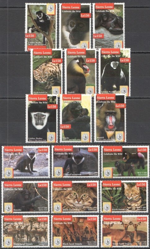 B0015 1995 Sierra Leone Fauna Wild Animals Celebrate The Wild Set Mnh