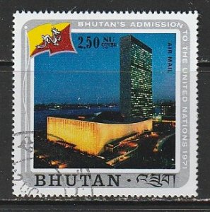 1971 Bhutan - Sc C21 - used VF - 1 singles - Bhutan flag & UN headquarters