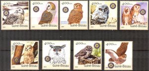 Guinea Bissau 2001 Rotary Birds Owls Set of 9 MNH**