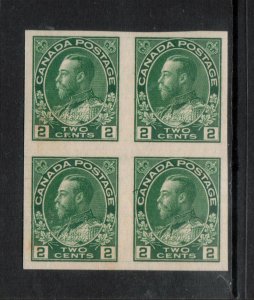 Canada #137 Extra Fine Mint Block - Top Pair Is Never Hinged Bottom Hinged