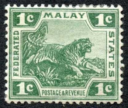 Malay Federation SG29aw 1c Wmk Mult Crown CA to the right Cat 95 Pounds