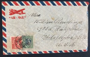 1946 Shanghai China Airmail Cover to Philadelphia PA Usa