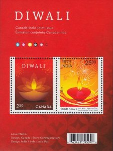 DIWALI = LIGHT FESTIVAL = CANADA-INDIA Joint Issue S/S Canada 2017 #3023