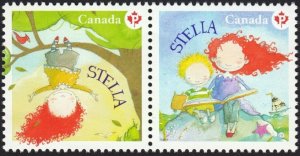 STELLA = KIDS READING, CARTOON = Canada 2013 #2652a-b MNH Pair fr SS