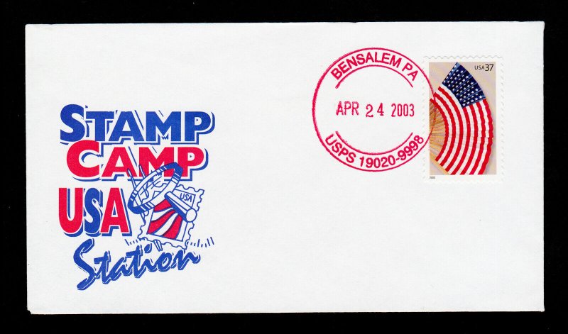 2003 U.S. SCOTT #3779 ON CACHET COVER STAMP CAMP STATION BENSALEM PA