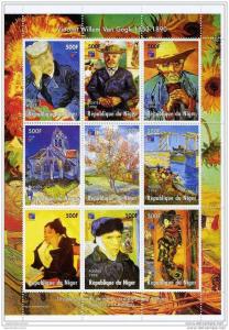 Niger 1998 VINCENT VAN GOGH Paintings Sheet (9) Perforated Mint (NH)