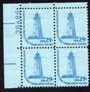 Scott #1605 Sandy Hook Lighthouse Plate Block of 4 Stamps - MNH P#38486