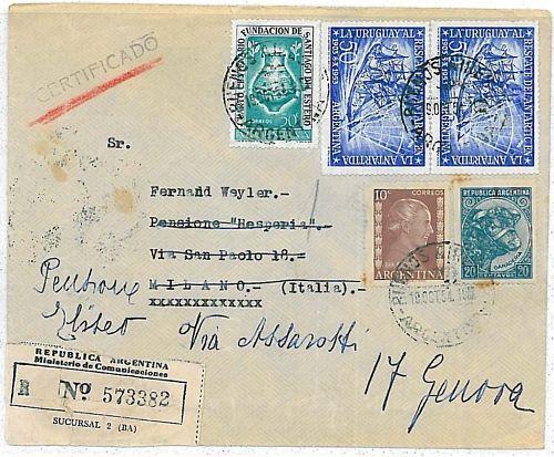 ARGENTINA - POSTAL HISTORY: COVER to ITALY 1954 . EVITA