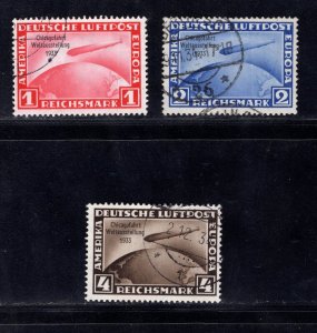 MOMEN: GERMANY STAMPS SC # C43-C45 1933 CHICAGO USED ZEPPELIN LOT #69096