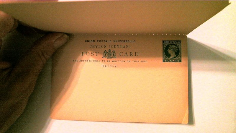 CEYLON POSTAL REPLY CARD MINT ENTIRE