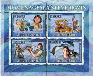 SAO TOME E PRINCIPE 2007 SHEET STEVE IRWIN SNAKES KOALAS FISHES WILDLIFE st7103a