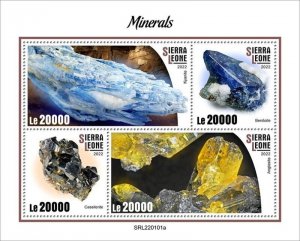 Sierra Leone - 2022 Minerals, Kyanite, Benitoite - 4 Stamp Sheet - SRL220101a