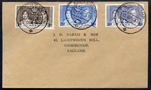 Aden 1937 KG6 Coronation set of 3 on cover with first day...