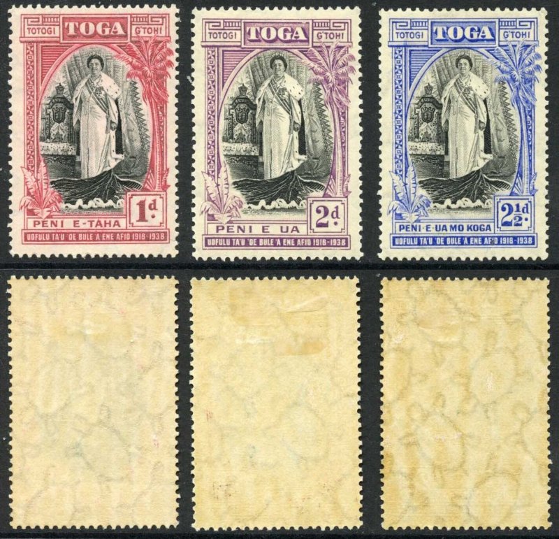 Tonga SG71/3 1938 set M/M Cat 32 pounds