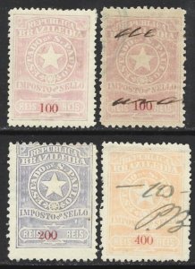 Brazil 1892 Revenue SAO PAULO 100r/400r Selection. Mixed Mint and Used-