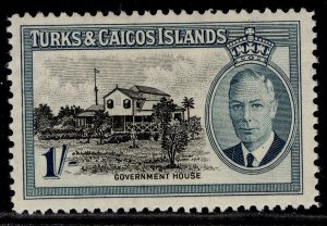 TURKS & CAICOS ISLANDS GVI SG229, 1s black & blue-green, M MINT.