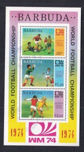 Barbuda   #166a used 1974  sheet world cup football