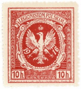 (I.B) Poland Cinderella : Polish Legion Patriotic Stamp 10h