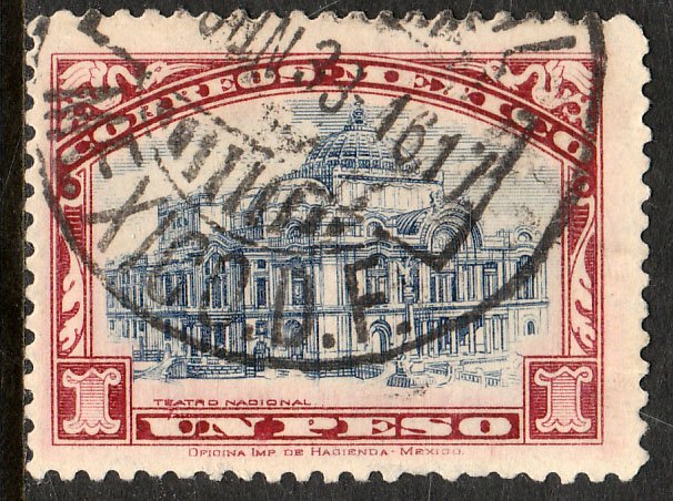 MEXICO 649, $1Peso PALACE OF FINE ARTS wmk USED VF. (408)