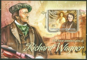 CENTRAL AFRICA  2013 200th BIRTH  ANNIVERSARY RICHARD WAGNER S/SHEET MINT NH