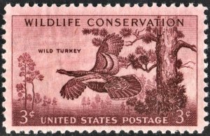 SC#1077 3¢ Wildlife Conservation: Wild Turkey (1956) MNH