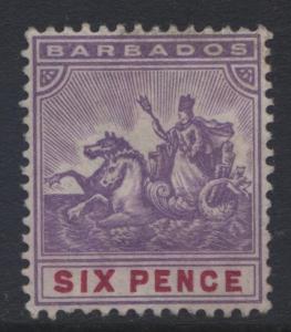 Barbados - Scott 97 -Badge of Colony -1904 - MVLH -WMK 3 - Single  6p  Stamp