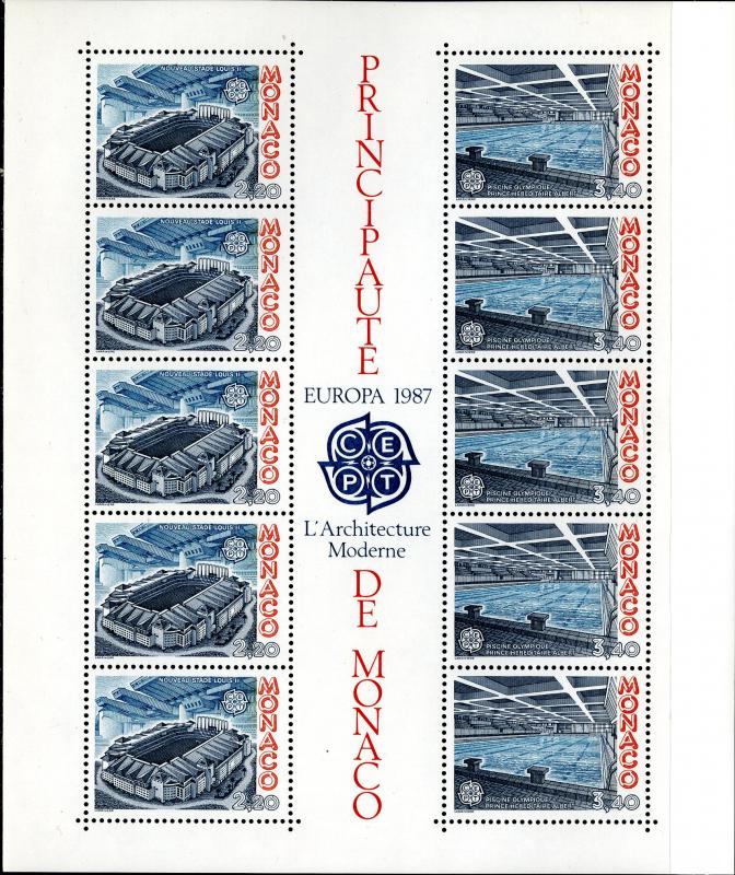 MONACO 1564a S/S MNH SCV $25.00 BIN $15.00 EUROPA 1987