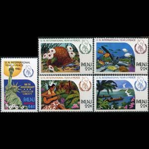 PALAU 1986 - Scott# 112a+C17 Intl.Peace Year Set of 5 NH