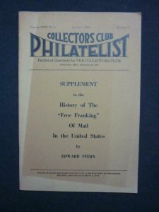 SUPPLEMENT TO THE HISTORY OF THE 'FREE FRANKING' OF MAIL IN THE US by E STERN 