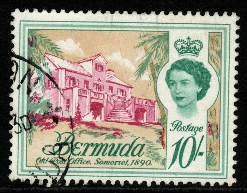 BERMUDA SG178w 1962 10/= DEFINITIVE WMK INVERTED FINE USED