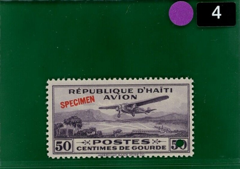 HAITI Air Mail Stamp Scott.C2 50c (1929) SPECIMEN Superb Mint MNH UMM OG PURPLE4