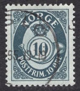 Norway   1950 used posthorn   10ore grey