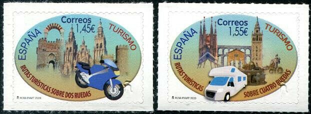 HERRICKSTAMP NEW ISSUES SPAIN Tourism 2020 Vehicles Self-Adhesive