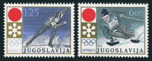 Yugoslavia 1089-1090,MNH.Michel 1447-1448. Olympics Sapporo-1972.Skating,Slalom.