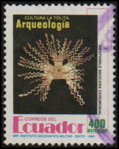 Ecuador 1291 - Used - 400s La-Tolita Ceremonial Mask (1992) (cv $0.75)