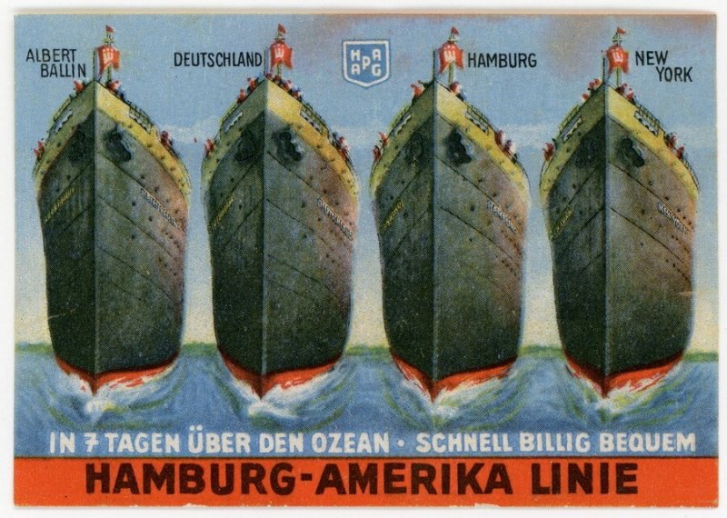 (I.B) Germany Cinderella : Hamburg-Amerika Linie Steamship Label