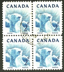 CANADA #322 USED BLOCK OF 4