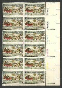 #1551 Xmas 1974 Plate Block Mint NH #35420-425