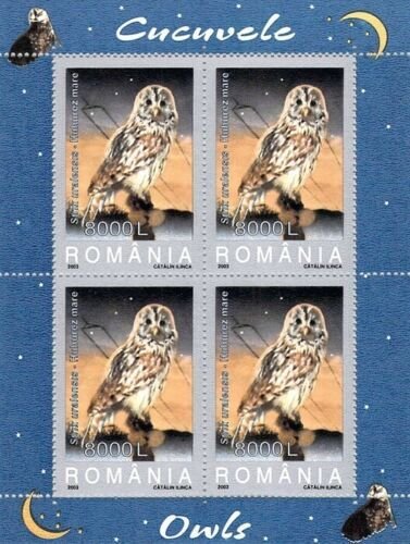 Romania 2003 birds of prey owls MNH stamps in sheets  