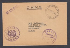 Tonga, 1966 Stampless OHMS Cover to Washington, D.C., fresh, sound, VF