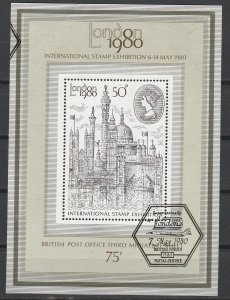 $1. 99CENT STARTS #45 GREAT BRITIAN 1980 STAMP EXPO S/S USED