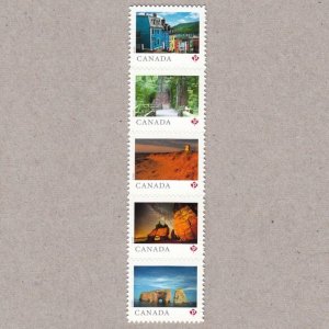 DIE CUT = LEFT Strip of 5 BK stamps = FROM FAR AND WIDE Canada 2018 Sc 3075i