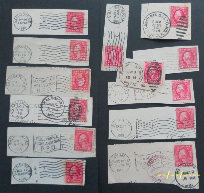 US Scott 413 2c George Washington Used Stamp z4595.  13 stamps (joblot) VG
