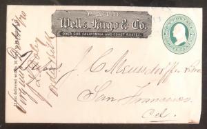 1900s USA Wells Fargo Bank Cover To San Francisco California & Coast Routes