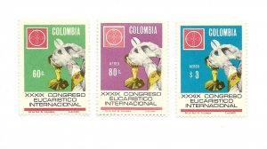 COLOMBIA 1968 EUCHARISTIC CONGRESS RELIGION SET OF 3  MINT NH 776, C550/01