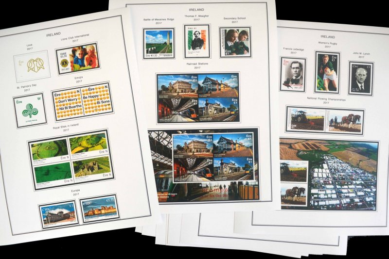 COLOR PRINTED IRELAND 2011-2020 STAMP ALBUM PAGES (60 illustrated pages)