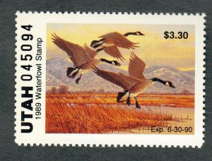 UT4 Utah  #4 MNH State Waterfowl Duck Stamp - 1989 Mallard